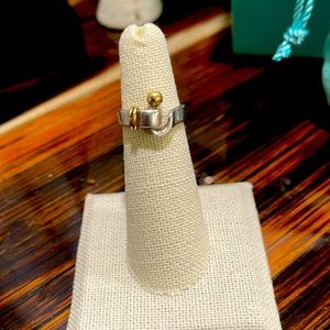 AuthenticTiffany&Co.SterlingSilver.925Gold18KLoveKnotHook&EyeRing